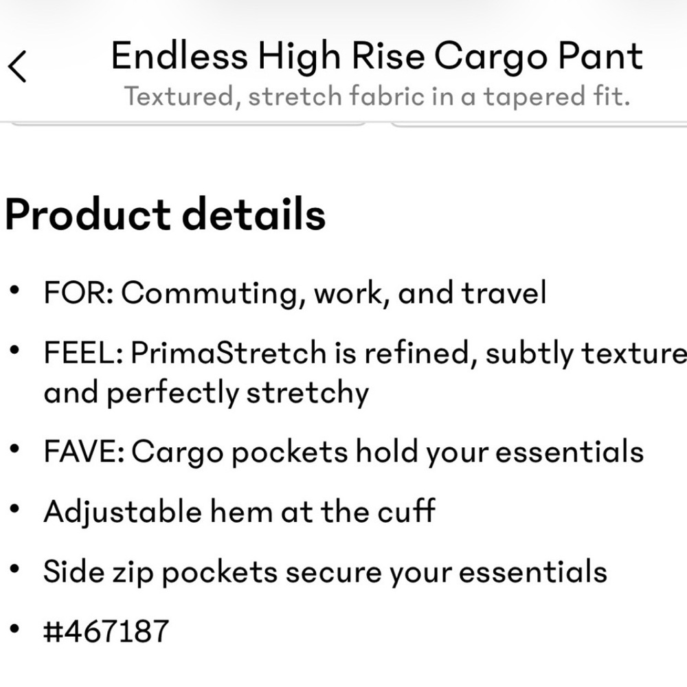 Athleta Endless High Rise Cargo Pant 10 Reg. - Picture 5 of 8
